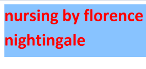 nursing by florence nightingale